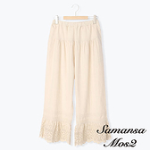 「Summer」蕾絲下擺拼接棉麻長褲 (提醒 SM2僅單一尺寸) - Sm2