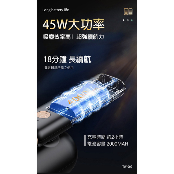 TWLADY 無線折疊手持吸塵器/車用家用/USB充電 TW-002 product thumbnail 3