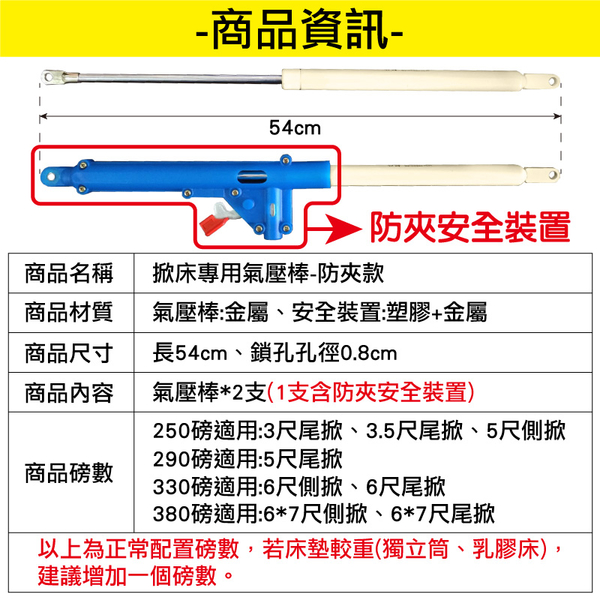 掀床專用氣壓棒 台灣製造保固一年 安全防夾裝置 掀床油壓棒 單人掀床-輕居家8094 product thumbnail 3