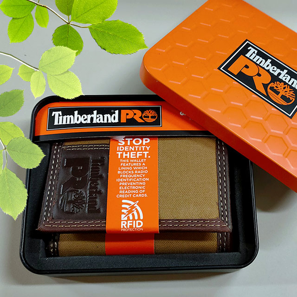 【Timberland】男皮夾 短夾 三折 帆布PRO款 牛皮夾 品牌盒裝／黃褐色 product thumbnail 6