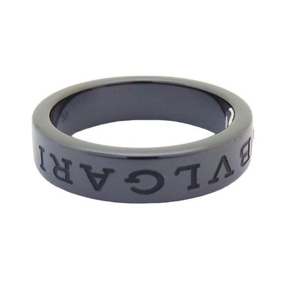 【二手名牌BRAND OFF】BVLGARI 寶格麗 Bvlgari Bvlgari 黑色 陶瓷 18白K金 鑲鑽 戒指 #58 product thumbnail 5