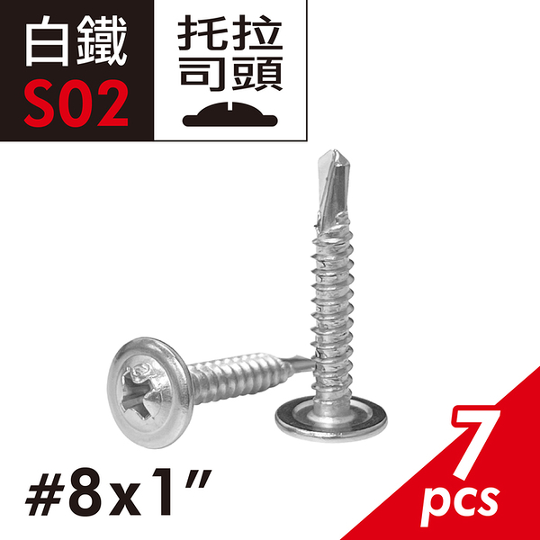 【Panrico 百利世】410白鐵 #8x1&quot;十字圓頭華司自攻螺絲 大扁華司頭鑽尾螺絲 拖拉司頭