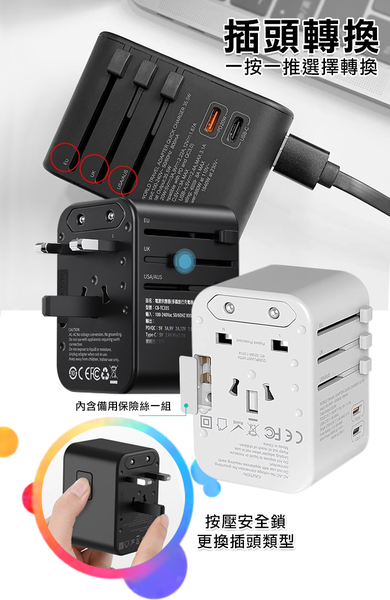 CITY萬用轉接頭PD快充33W急速充電器-白+高密編織線USB-iphone/ipad/Lightning-25cm灰 product thumbnail 4