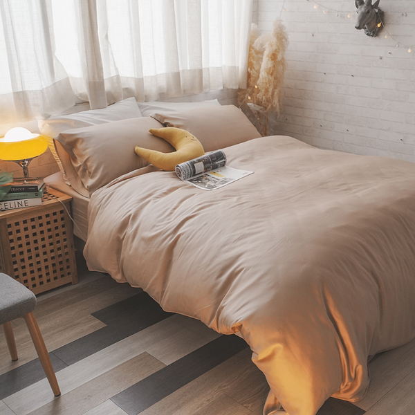 天絲(100支)床組 美拉德棕 Q1加大薄床包三件組 專櫃級 100%天絲 台灣製 棉床本舖