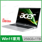 宏碁 acer A315-35 銀 256G SSD+1TB競速特仕版【N6000/15.6吋/Full-HD/intel/Win11/文書/筆電/Buy3c奇展】Aspire