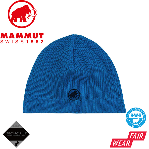 【MAMMUT 長毛象 Sublime Beanie 刺繡LOGO針織保暖羊毛帽《冰藍》】1191-01542/保暖帽/針織帽