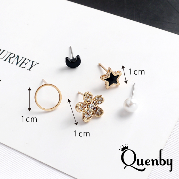 Quenby 小巧迷你清新組合6入組貼耳耳環/耳針 product thumbnail 7