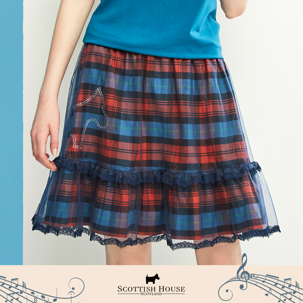 【Scottish House】 網紗 蕾絲 格子 短裙 (AN2107)