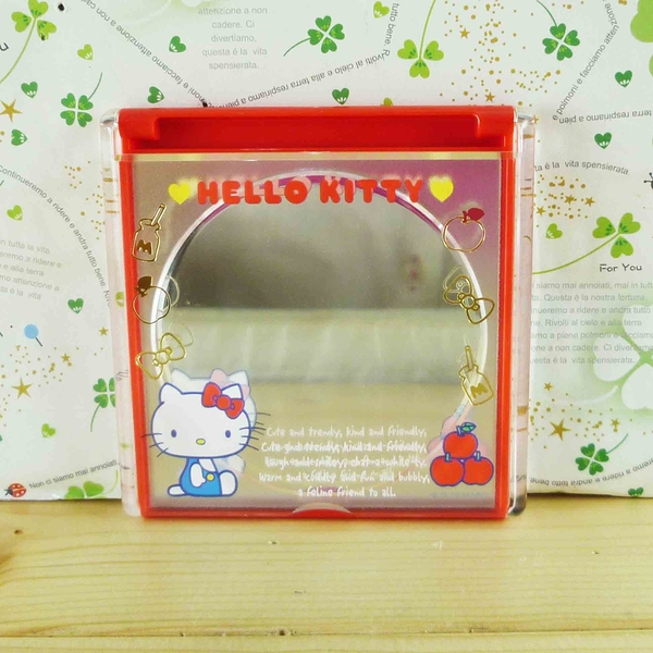 【震撼精品百貨】Hello Kitty 凱蒂貓-摺疊鏡-紅蘋果