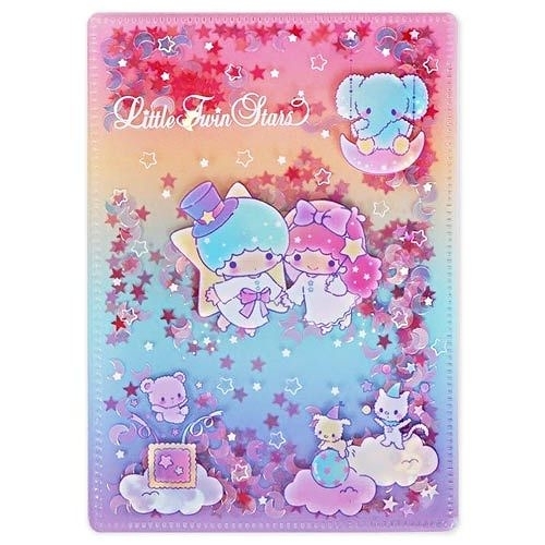 【震撼精品百貨】Little Twin Stars KiKi&LaLa~Sanrio 雙星仙子亮片裝飾雙開式文件夾(B6)#36390