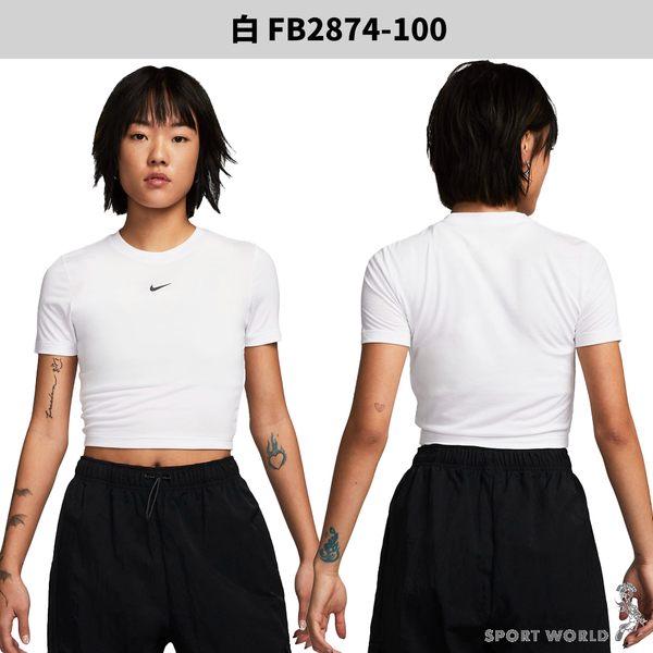 【下殺】Nike 女裝 短袖上衣 短版 合身 黑/白【運動世界】FB2874-010/FB2874-100 product thumbnail 4