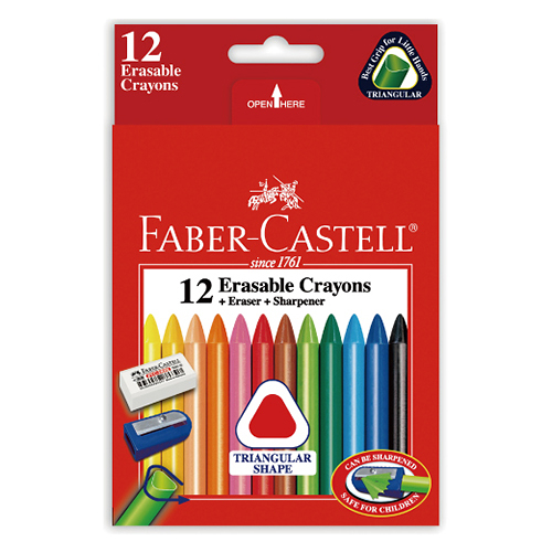 Faber-Castell 輝柏 三角粗芯擦擦蠟筆12色 NO.122612