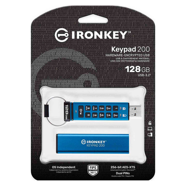 Kingston 金士頓 128G USB3.2 IKKP200 數字鍵加密 隨身碟 128GB