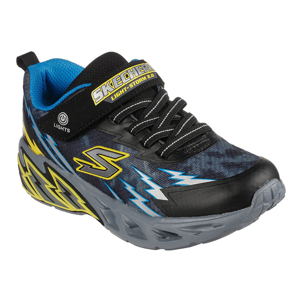 SKECHERS 中大童 童鞋 燈鞋 發光 運動 黑黃 400150LBKBL