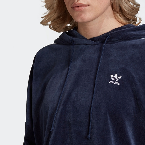 Adidas Originals CROPPED HOODIE 女裝 長袖 連帽 帽T 短版 絲絨 深藍【運動世界】GD2289 product thumbnail 7