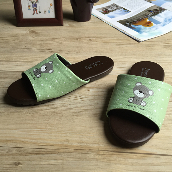 台灣製造-經典系列-親子室內拖鞋-療癒小熊-兒童-綠