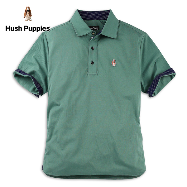 Hush Puppies POLO衫 男裝素面小狗標翻袖POLO衫