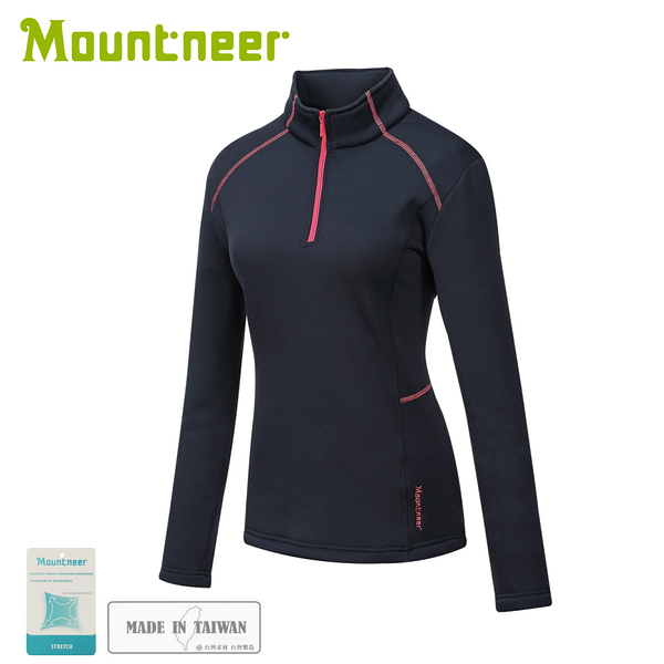 【Mountneer 山林 女針織保暖上衣《黑》】32P26/保暖中層/長袖上衣