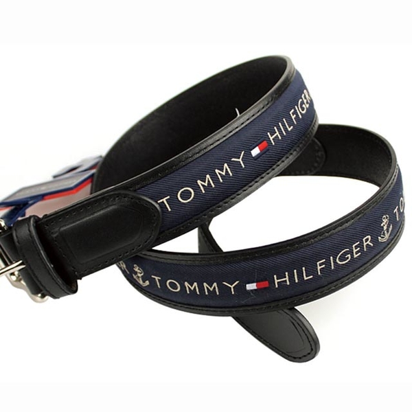 【Tommy】Tommy Hilfiger 男皮帶 皮帶 皮面+帆布經典LOGO設計 銀扣頭／黑色 product thumbnail 5