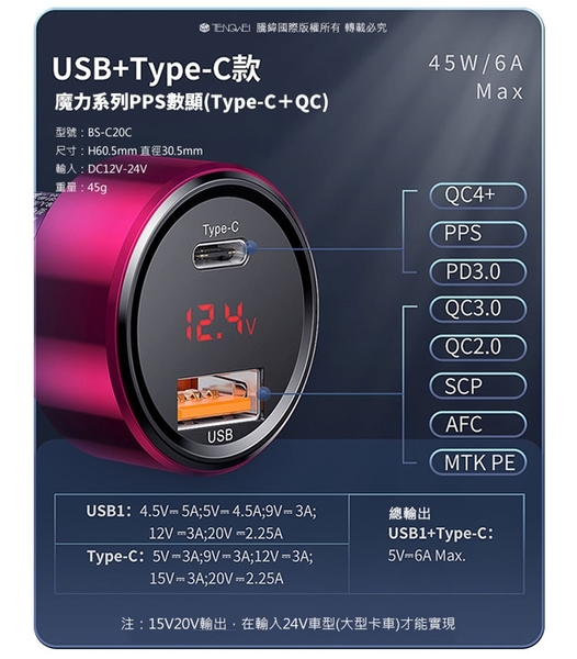 倍思 魔力 PPS數字顯示Type-C PD+QC智能車充+耐彎折編織C to Lightning PD急速快充線 黑色組/黑銀組 product thumbnail 5