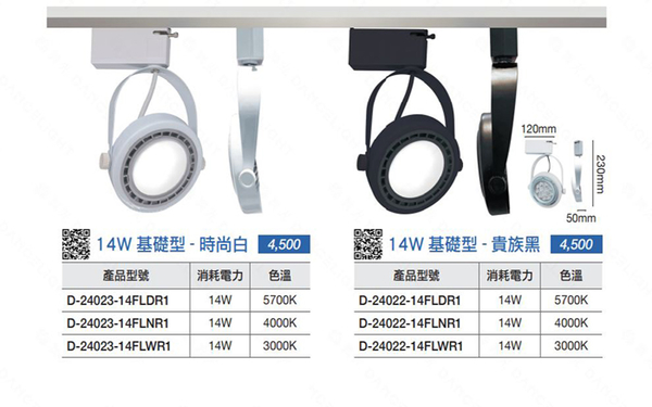 【燈王的店】舞光 LED 14W 超薄型 廣角 軌道燈 白框/黑框 LED-24023-14 LED-24022-14 product thumbnail 2