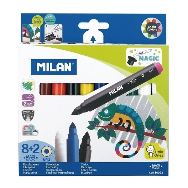MILAN 可水洗魔法變色彩色筆(粗筆桿8+2色)