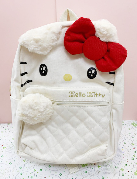 【震撼精品百貨】Hello Kitty 凱蒂貓~Sanrio HELLO KITTY後背包-帆布白#67860