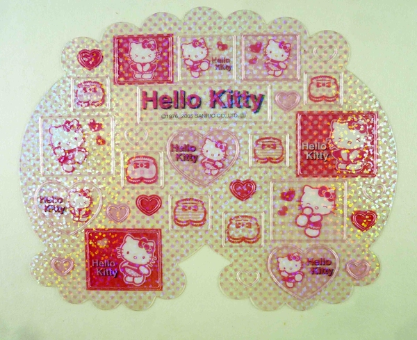 【震撼精品百貨】Hello Kitty 凱蒂貓~KITTY貼紙-閃亮粉心