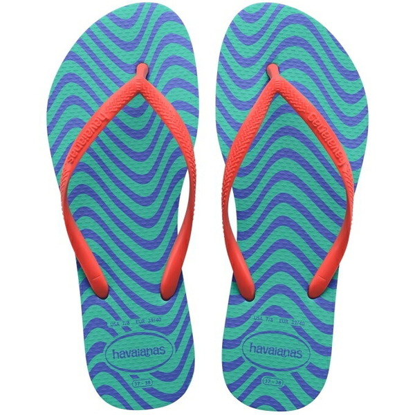 havaianas 哈瓦士 巴西人字拖 女款 Slim Harmony 綠波浪橘帶 涼鞋 拖鞋 夾腳拖【南風百貨】