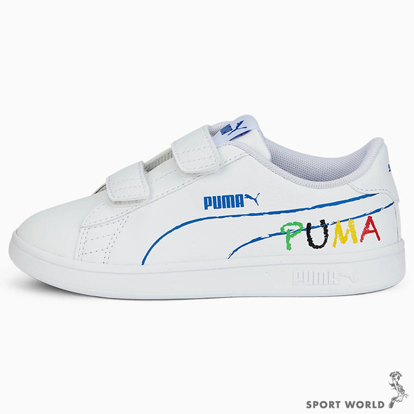 Puma Smash v2 童鞋 中童 休閒 魔鬼氈 皮革 白【運動世界】38620002 product thumbnail 2