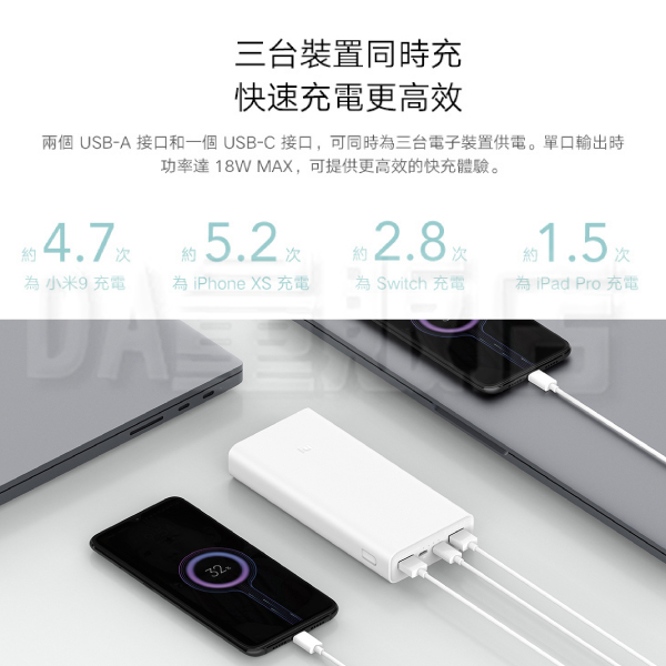 小米 行動電源 3 台灣版 雙向快充 快充版 20000mah Micro-USB USB-C product thumbnail 5