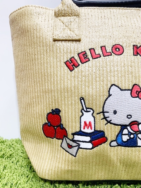 【震撼精品百貨】Hello Kitty 凱蒂貓~日本三麗鷗 kitty 編織手提袋/側背包-刺繡#29618 product thumbnail 4