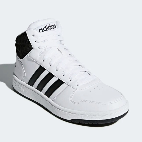 ADIDAS HOOPS 2.0 MID 男鞋 籃球 中筒 緩震 復古 皮革 白 黑【運動世界】BB7208 product thumbnail 4