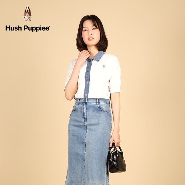 Hush Puppies 線衫 女裝異材質拼接牛仔線衫 product thumbnail 4