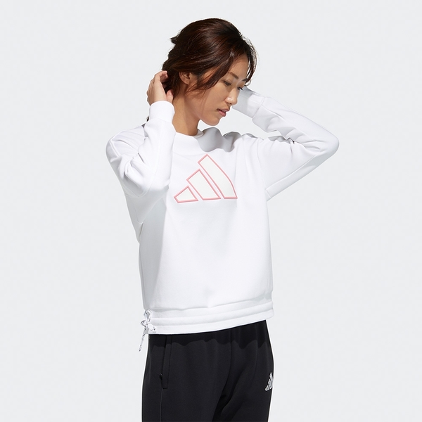 Adidas STR SWEAT 女裝 長袖 大學T 休閒 胸前Logo 可調式下擺 白【運動世界】GP0719 product thumbnail 3