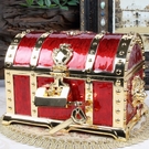 歐式復古金屬工藝帶鎖首飾盒創意海盜寶箱珠...