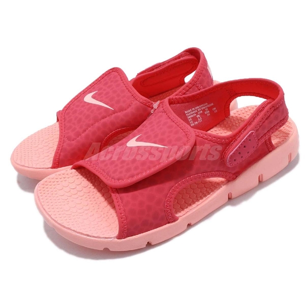 Nike 涼鞋 Sunray Adjust 4 GS PS 紅 粉紅 小朋友 中童鞋 大童鞋 涼拖鞋【ACS】 386520-608
