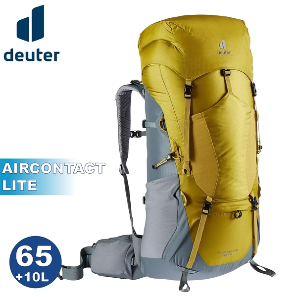 【Deuter 德國 AIRCONTACT LITE 65+10L 拔熱式透氣背包《薑黃》】3340721/登山後背包/自助旅行