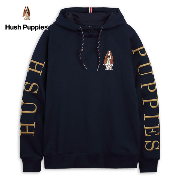 Hush Puppies 帽T 男裝連袖品牌英文繡花寬版帽T