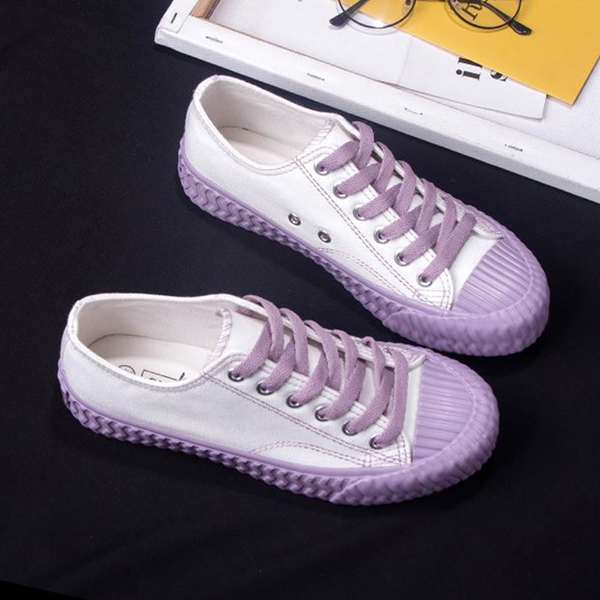 X-INGCHI 女款白色淺紫底帆布餅乾鞋-NO.X0205 product thumbnail 4