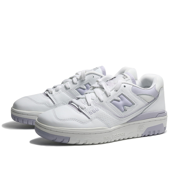 NEW BALANCE 休閒鞋 NB 550 白 馬卡龍紫 皮革 復古鞋 女 BBW550BV