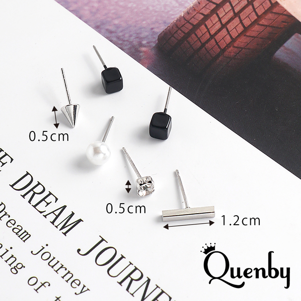 Quenby 小巧迷你清新組合6入組貼耳耳環/耳針 product thumbnail 5