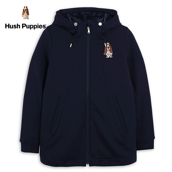 Hush Puppies 外套 女裝運動風絨布長版連帽外套