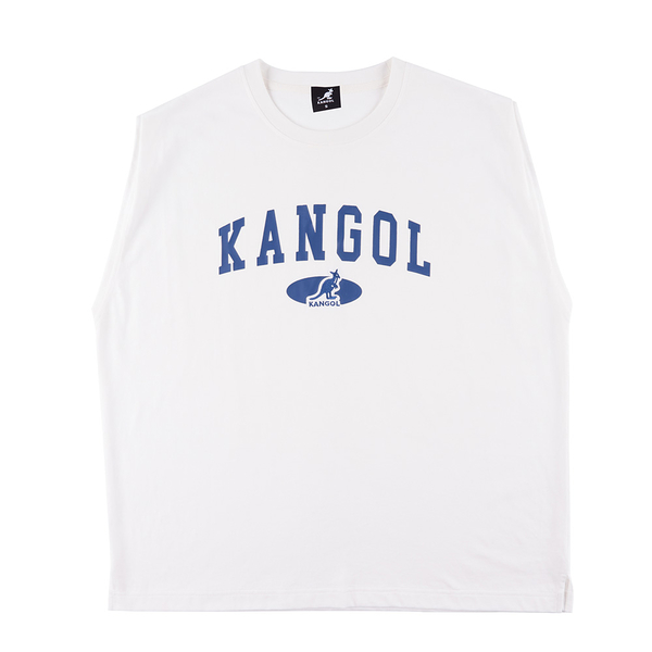 KANGOL 背心 白 藍LOGO 寬版 無袖 上衣 女 6322148200