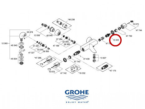 【麗室衛浴】德國 GROHE Grohtherm 2000 12433 附牆定溫淋浴龍頭軸心