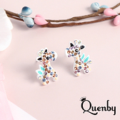 Quenby 送禮 母親節 韓系平價飾品 925純銀 彩鑽小馬偽少女心耳環/耳針