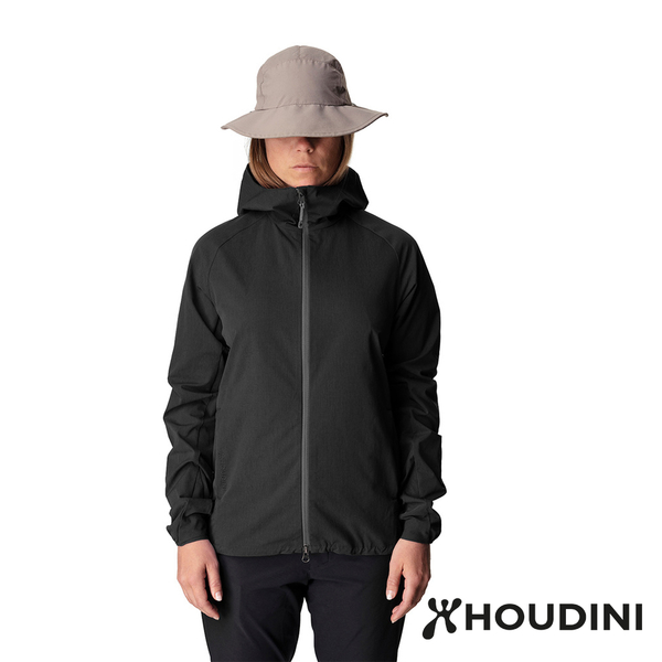 【瑞典 Houdini】Daybreak Jacket 休閒防風連帽外套 女款 純黑 #149864