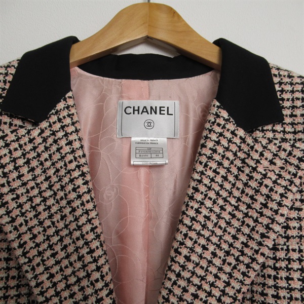 【二手名牌BRAND OFF】CHANEL 香奈兒 黑色 粉色 粗花呢 羊毛 編織 西裝外套 P19180W02864 product thumbnail 3