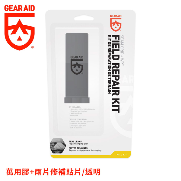 【Gear Aid 美國 萬用膠+兩片修補貼片《透明》】10591/補貼片/補丁/羽絨衣/帳篷/裝備維修