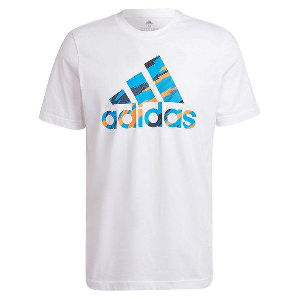 Adidas ESSENTIALS 男裝 短袖 T恤 休閒 迷彩LOGO 棉 白【運動世界】HE4375